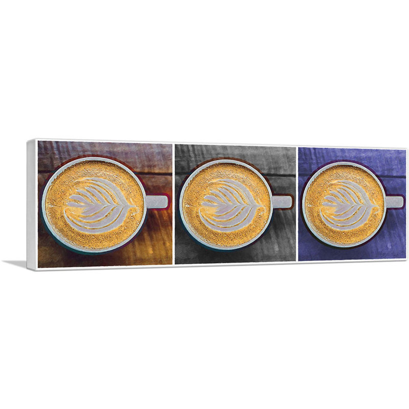 Espresso café motif moderne Art Home Decor - impression sur toile panoramique, H 16 po x l 48 po x 1,5 po