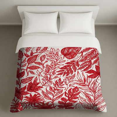 Red Botanical Illustrations Duvet Covers