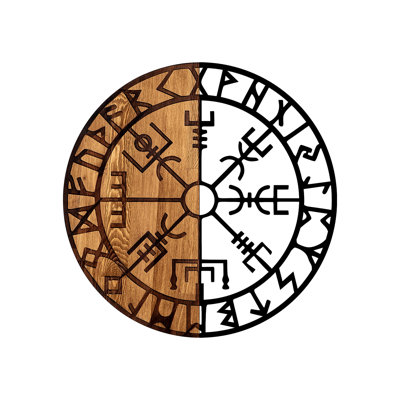 Stylish Decorative Wooden Wall Accessory, Black & Walnut, 22.0 in Diameter | 50% Real Wood (Thickness: 1.2 in) & 50% Metal (Thickness: 0.06 in) | Unique Design, Ideal for Home Décor & Modern Interiors