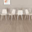 4 chaises de salle à manger en lin beige avec pieds en métal blanc, élégantes et pour la maison moderne et fonctionnelle