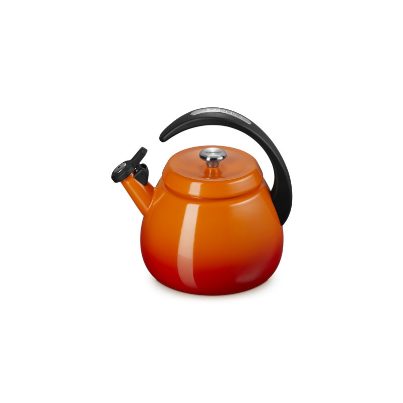 Le Creuset Enamel-On- Steel Cloche Kettle, 2.2 Qt., Sea Salt, Red Orange
