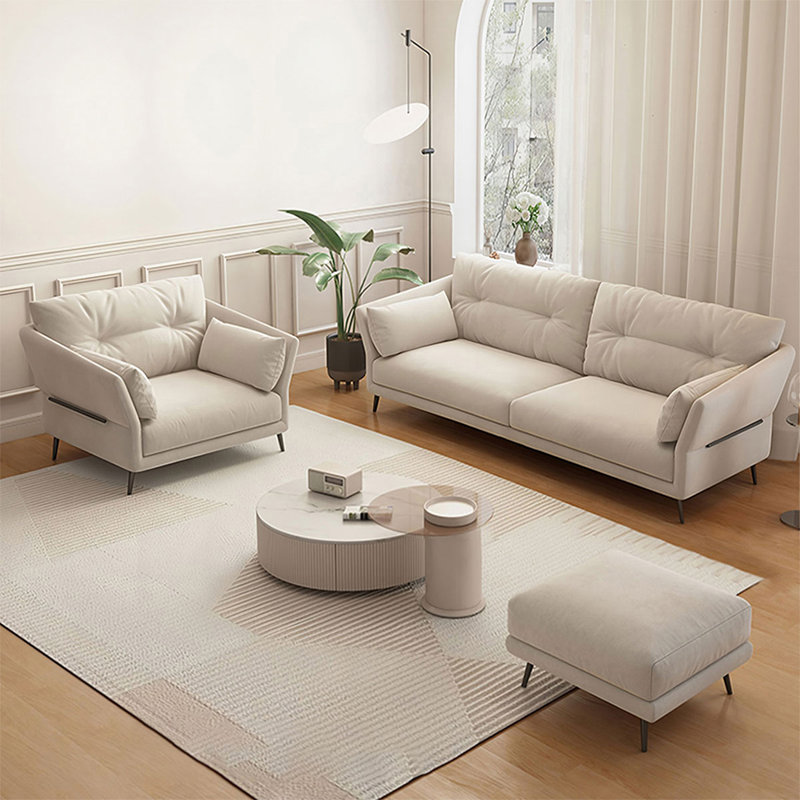 Ensemble de salon 3 pièces 100% polyester blanc crème