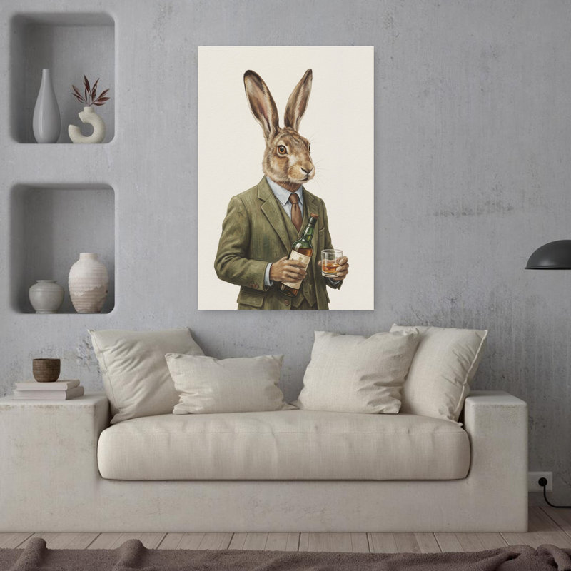 «The Whiskey Hare», art mural contemporain, H 36 po x l 24 po