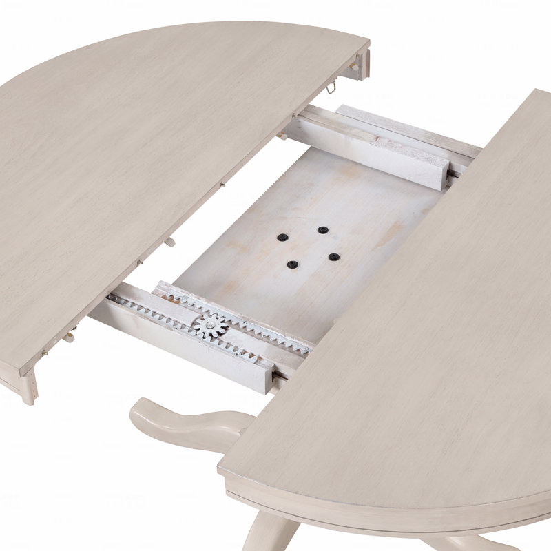 Ensemble 5 pièces de table de salle à manger ronde pour 4, table de cuisine et 4 chaises en blanc antique, Blanc