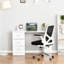 HOMcom 47 "Bureau à domicile Bureau d'ordinateur Bureau avec table d'écriture avec 3 tiroirs et tablette de rangement - Blanc