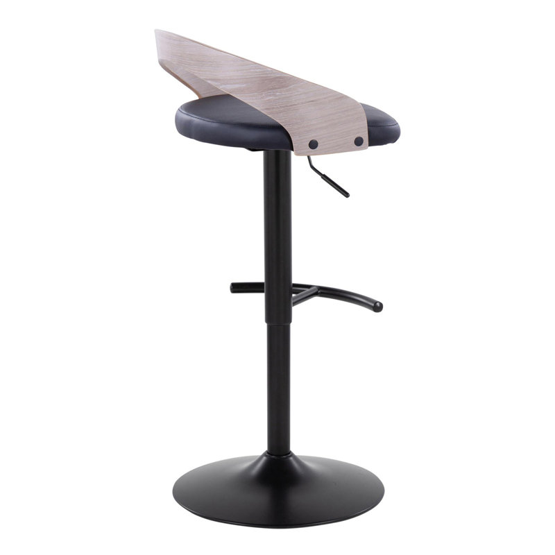 Tabouret de bar réglable et pivotant Grotto, Siège noir / cadre noir / gris clair