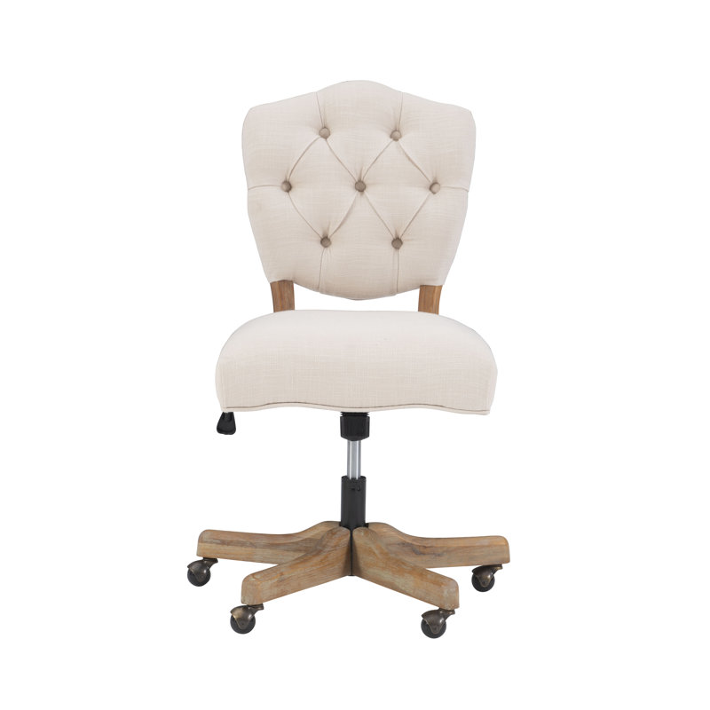 Asfia Adjustable Swivel Tufted Upholstered Task Chair, White