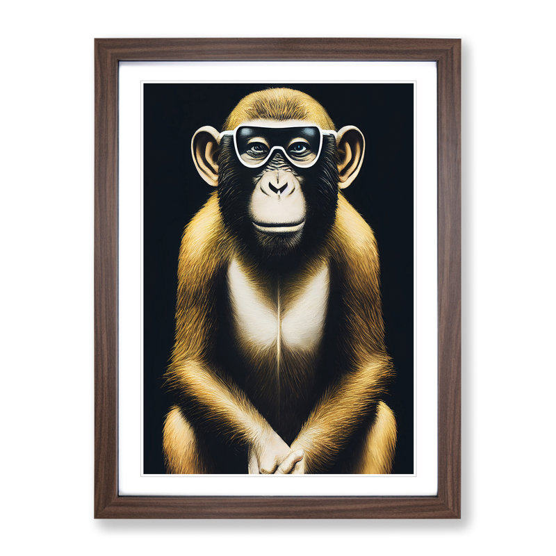 Clever Monkey - Single Picture Frame Print, 64cm H x 46cm W x 2cm D, Walnut