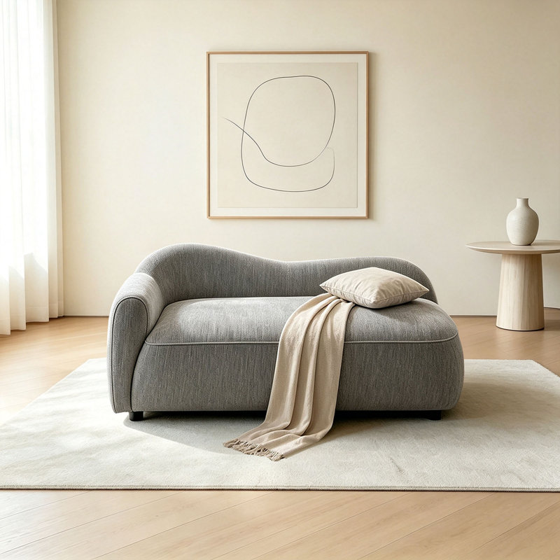 Chaise longue simple en tissu simple d'intérieur, Left Hand Facing