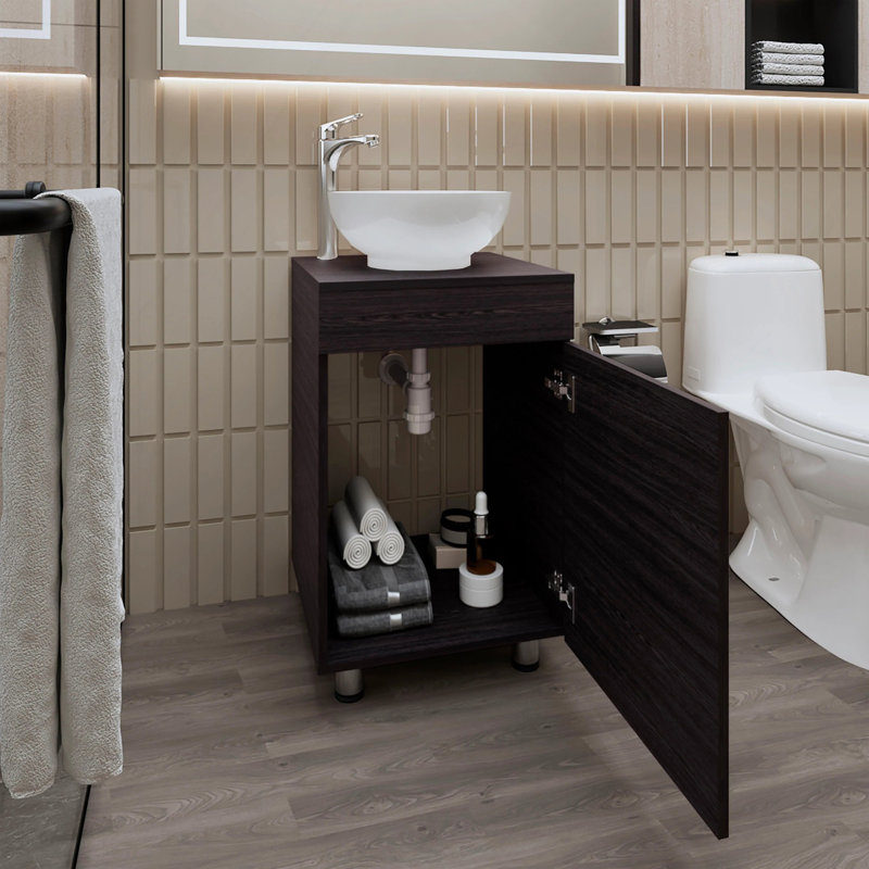 Meuble-lavabo avec lavabo intégré Wengue, Marron foncé