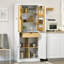 Armoire de cuisine 72 po, grande armoire de cuisine avec tablettes de rangement à 5 niveaux