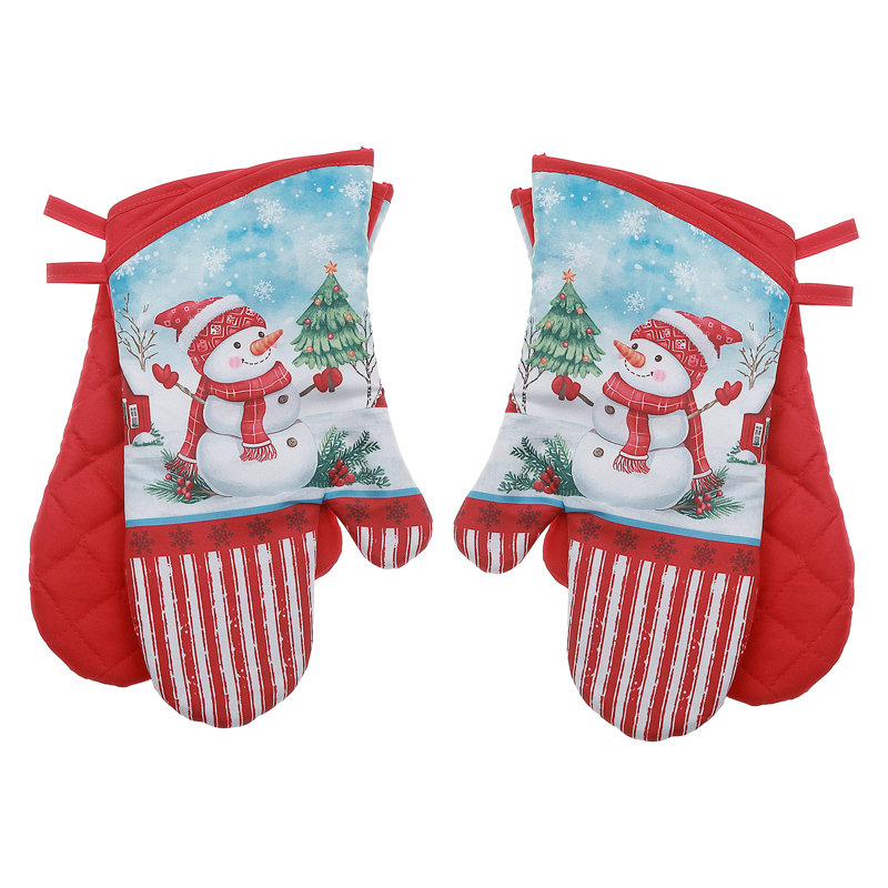 14" Oven Mitts (2Pcs) (Snowman) - Set Of 2