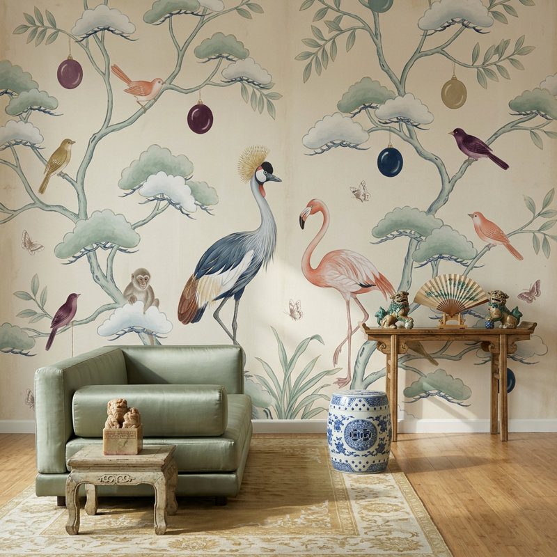 Papier peint Chinoiserie, 100 po x 96 po, Non tissé