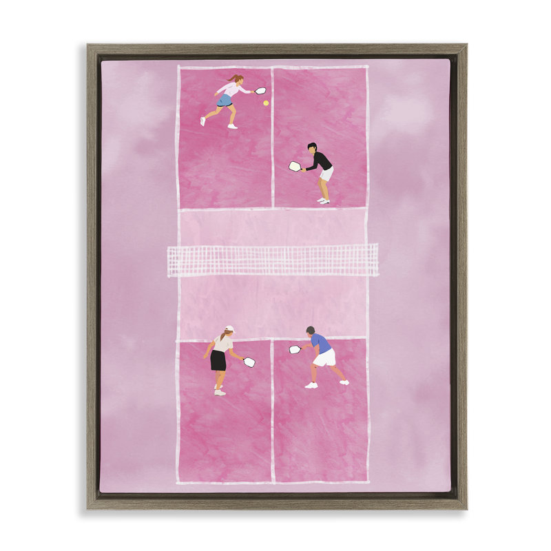 «Pink Pickleball Court» par Ziwei Li, Cadre flottant orme Montalcino, H 21 po x l 17 po