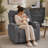 35''W Modern Power Swivel Rocker Glider Nursery Recliner with Massage and Heating,Arm Storage and Cup Holder-1421686985-1414532543