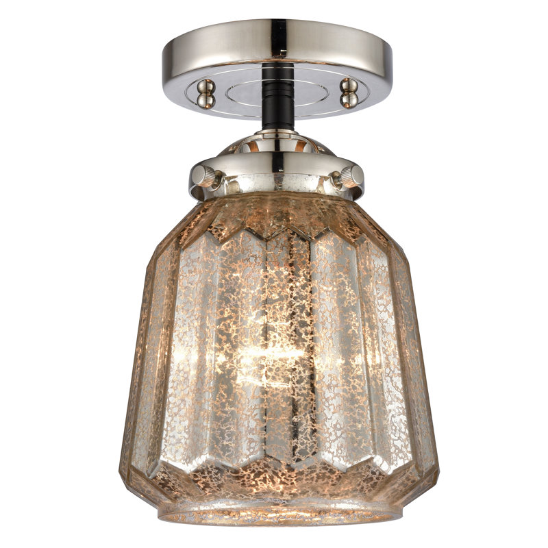 Plafonnier semi-encastré 1 lumière 6 po Vinson, Ampoule non incluse, Mercure, Nickel poli noir
