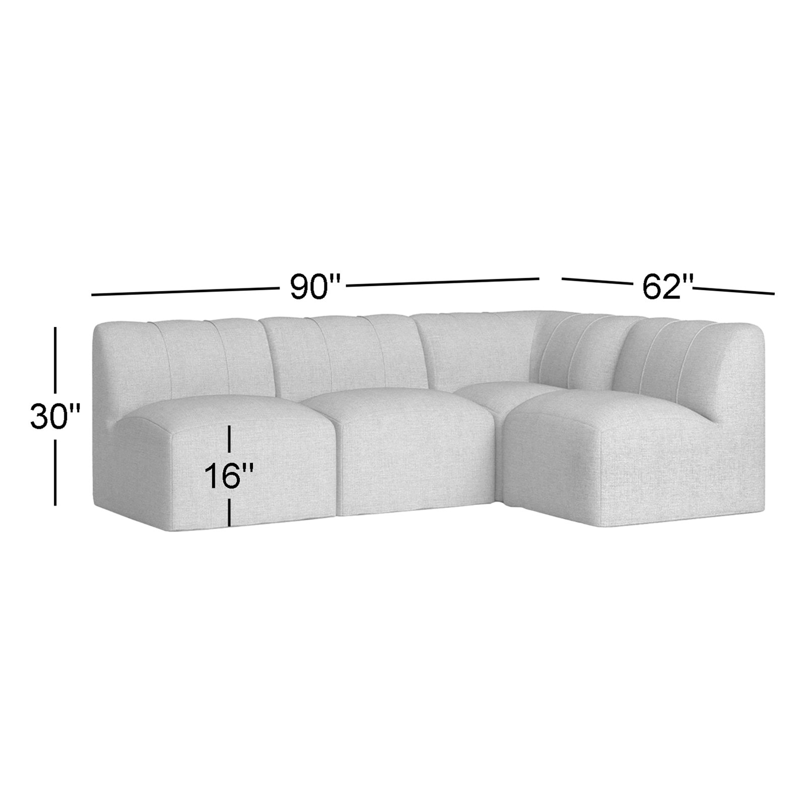 Praia 90" Sunbrella® Modular Outdoor Sectional, Canvas Black Sunbrella® Canvas