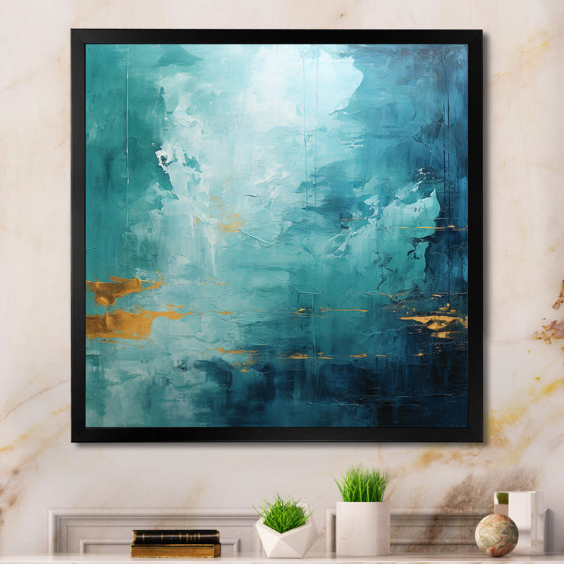 Teal Oasis II - Abstract Landscape Canvas Print, H 30 po x l 30 po x P 1 po, Cadre photo noir