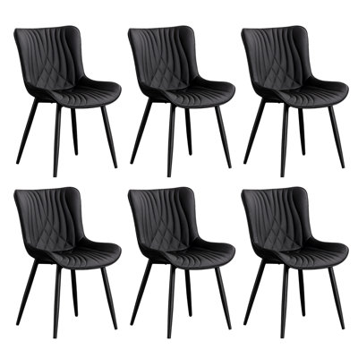 Faux Leather Upholstered Dining Chairs Modern Wingback Side Chairs With Metal Legs by Orren Ellis