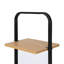 Échelle à chaussures en bois à 4 niveaux, structure noire avec tablettes en bois de miel clair, peut contenir jusqu'à 4 paires, idéale pour le vestibule ou le coin de la chambre à coucher