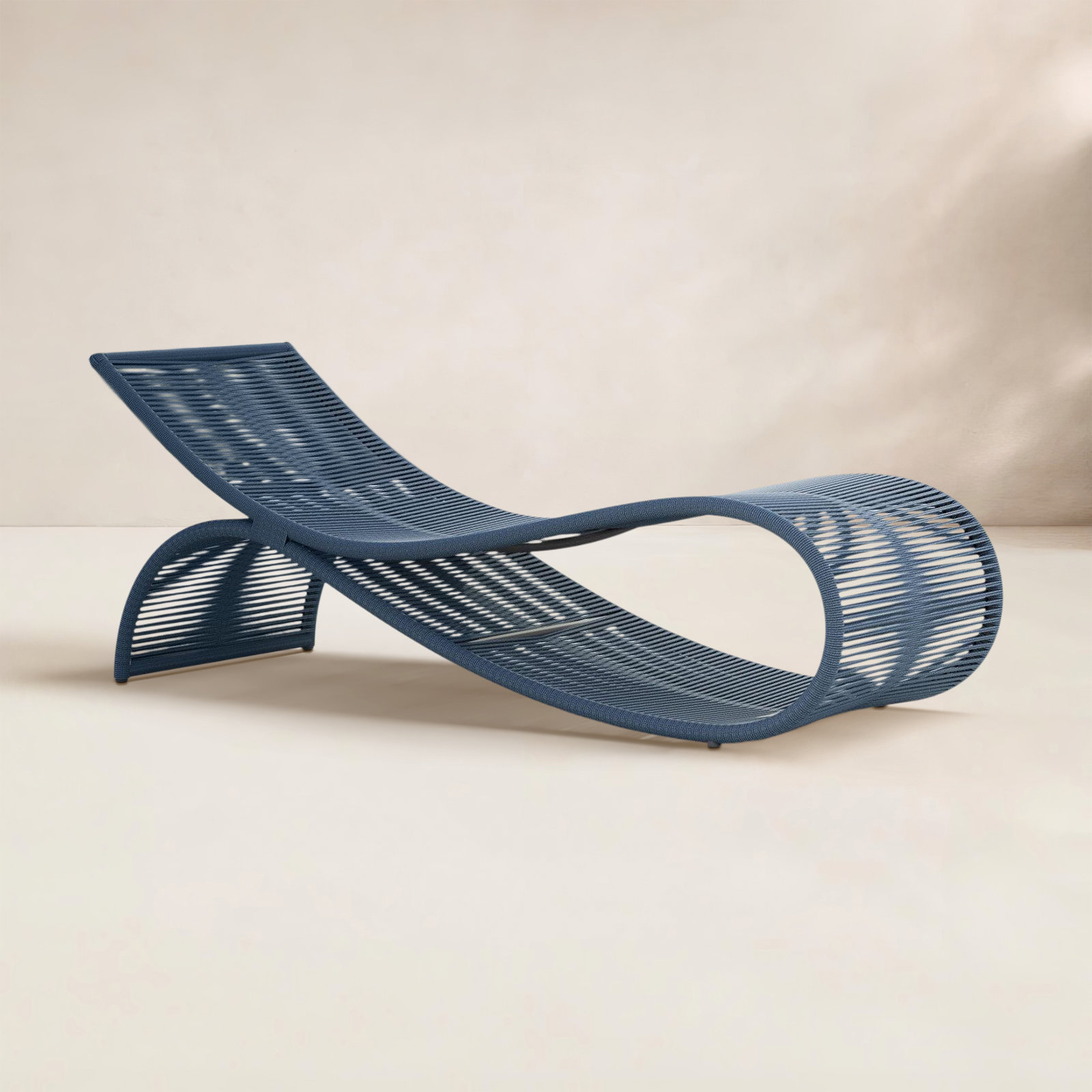 Wave 75.39" Long Single Chaise, Deep Royal