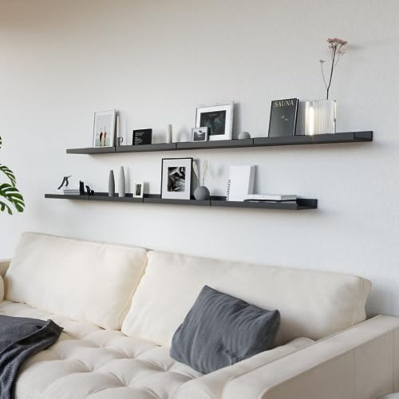 Tablettes flottantes murales, ensemble de 8 pièces avec rebord - étagères pour livres de chambre de bébé, de salle de bain et de cuisine