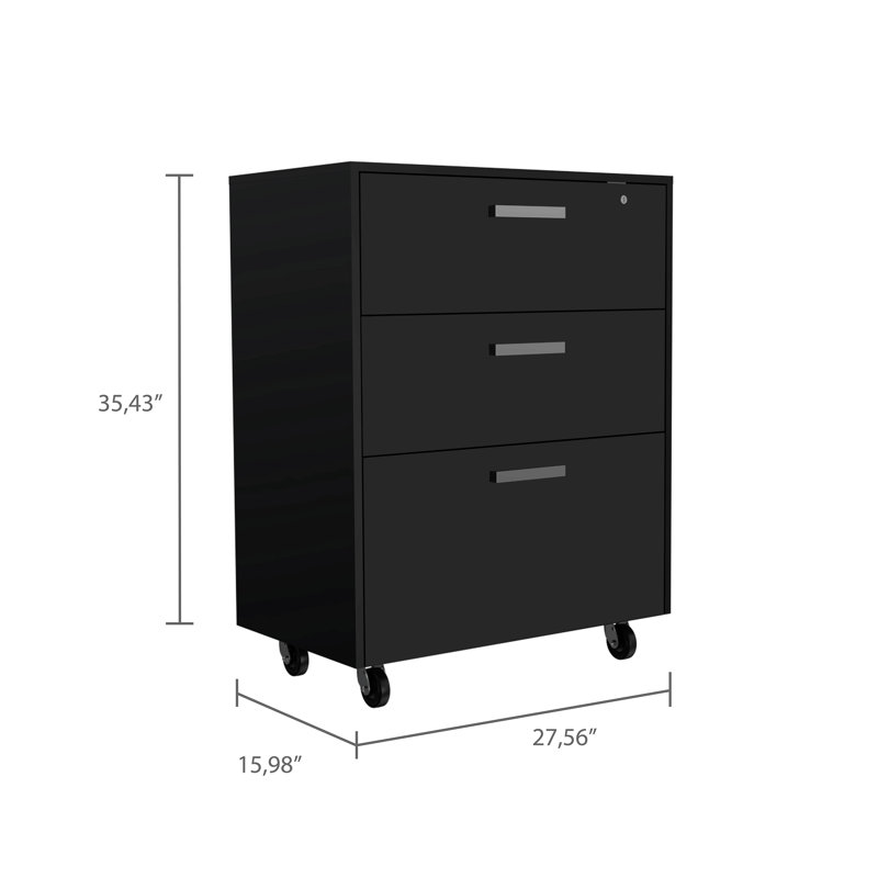 3-Drawer Rectangle Chest With Caster Wenge