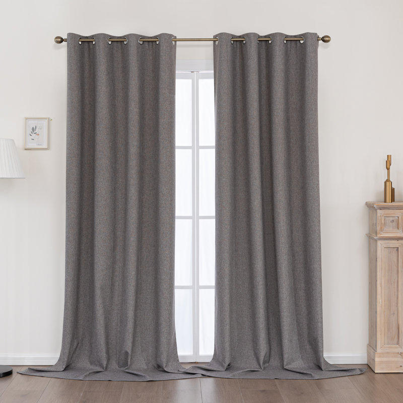 100% Blackout Thermal Insulated Polyester Curtain Pair, 52" W x 108" L, Dark Gray