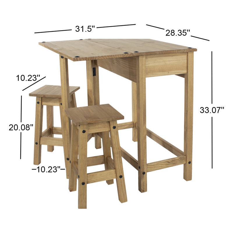 Loveday 2 - Person Pine Solid Wood Top Four Leg Dining Set, Natural, Natural, Natural