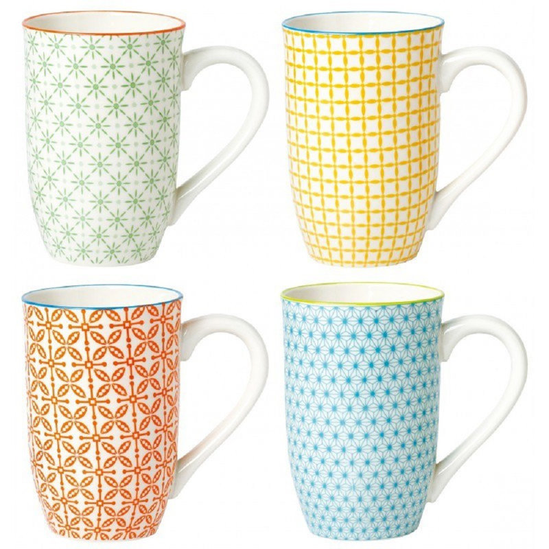 Ensemble de 4 tasses à café Advait, Bleu / Orange / Vert / Jaune