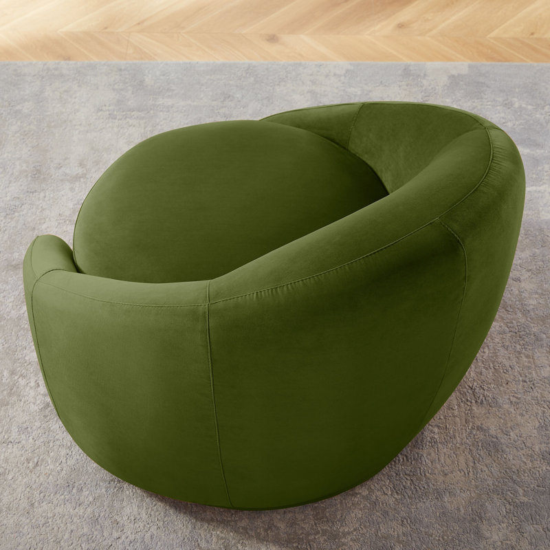 Fauteuil demi-tonneau pivotant de 34,25 po Blaklee, Velours vert olive