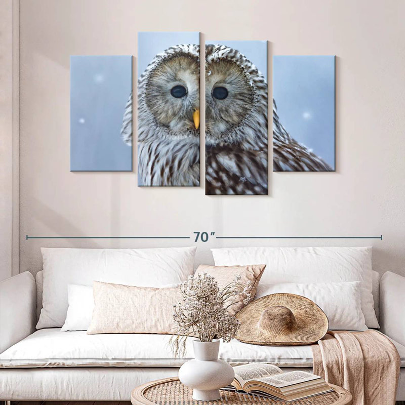 Brampt Ural Owl In Snow, 32'' H x 52'' W