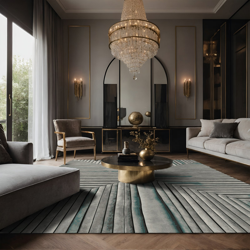 Tapis gris soyeux et moelleux, Rectangle 8 pi x 10 pi