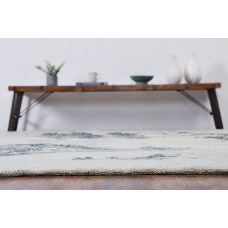 Dereks Hand Knotted Wool Abstract Area Rug, Rectangle 9' x 12'