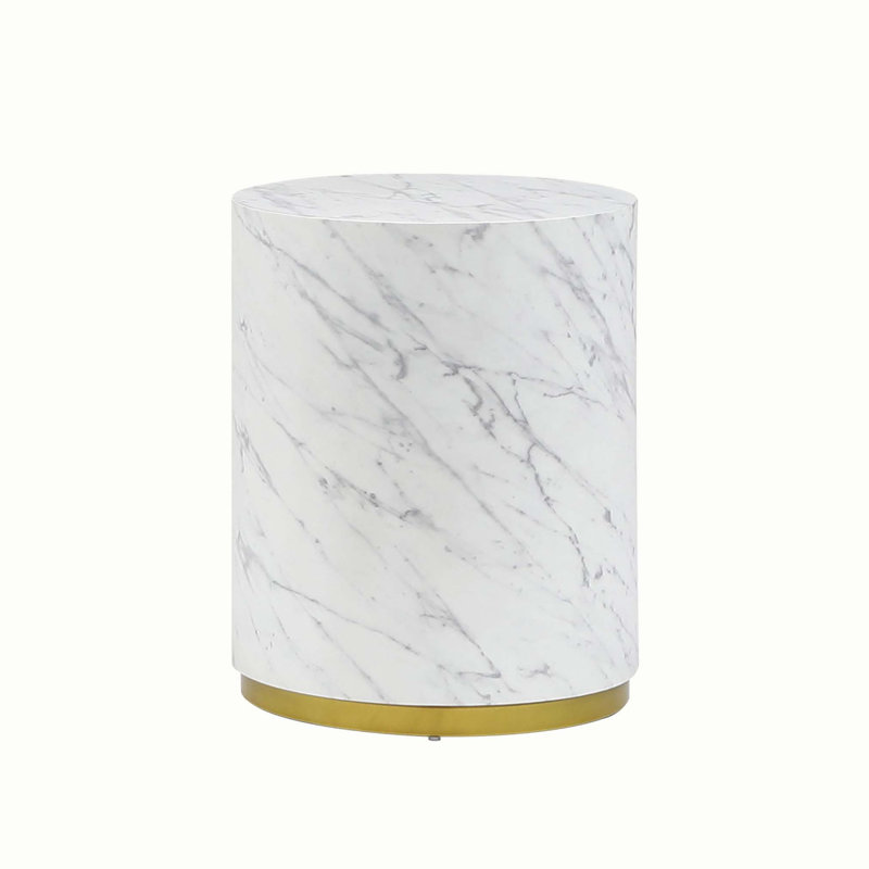 Dawsen Coffee Table,cocktail table,living room table with Metal Base, 19.69" H x 15.75" L x 15.75" W, White