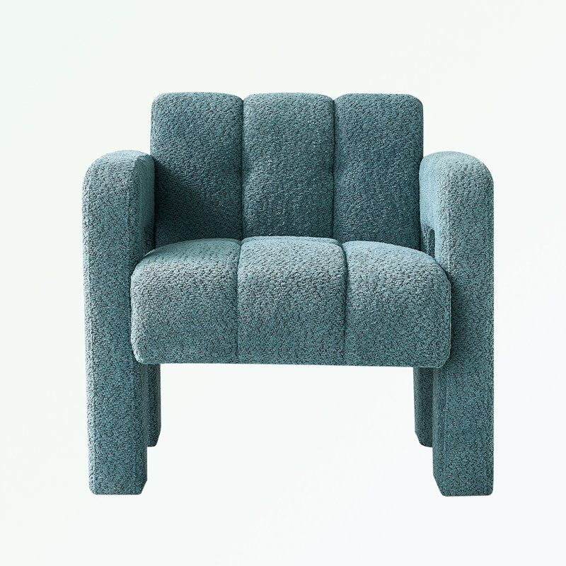 Chaise d'appoint pratique et large rembourrée, Vert bouclé