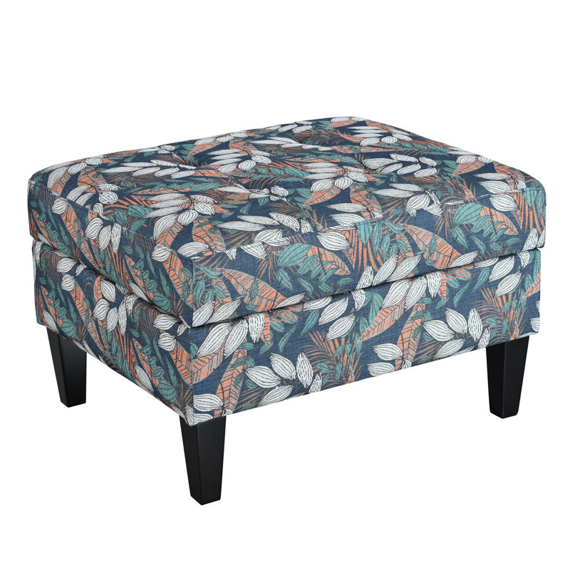 STORAGE OTTOMAN, Blue/Green/Orange Floral