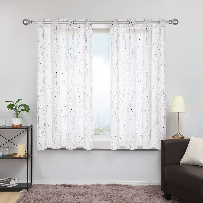 Rideau en polyester Cassien, Blanc /Rouge, L 52 po x L 54 po