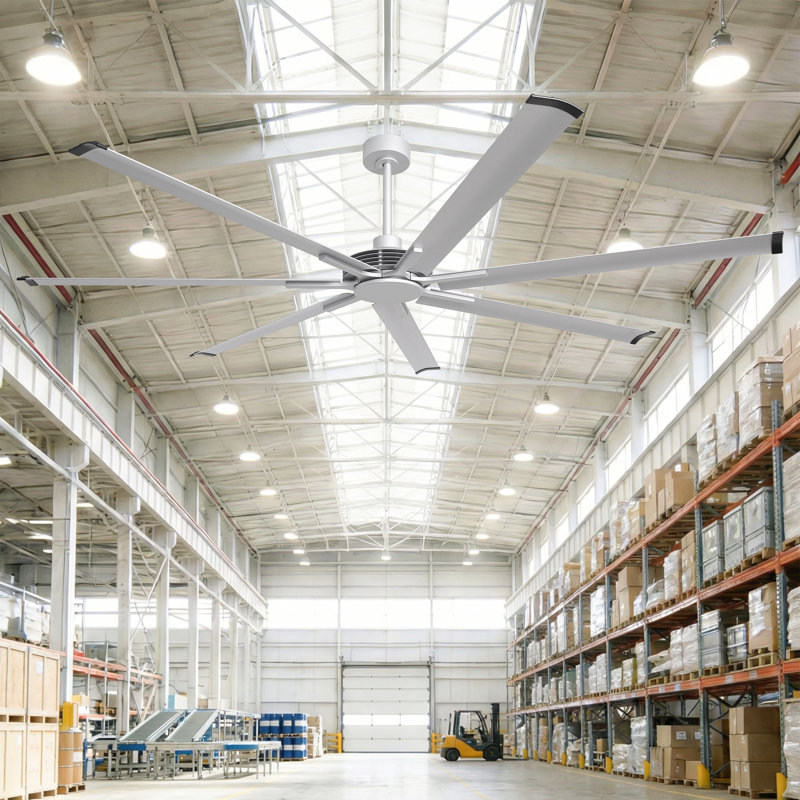Ventilateur de plafond industriel 84 po à très grande hauteur 84 po avec télécommande et ventilateur de plafond à 6 vitesses CC sans lumière pour entrepôt / garage / atelier