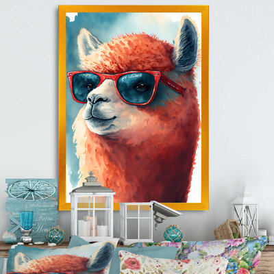 «Cool Alpaca with Sun Sun Watercolor V», reproduction sur toile