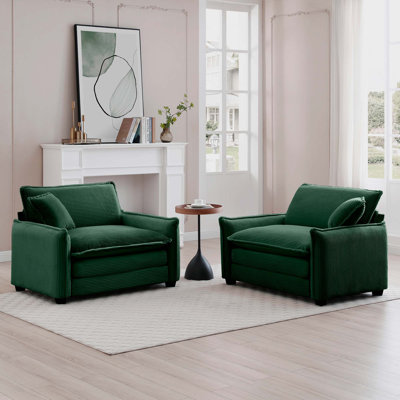 Chaises d'appoint rembourrées en velours côtelé avec coussins décoratifs Guesno