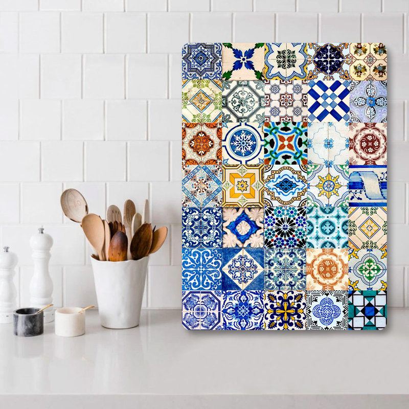 Flourish Tempered Glass Cutting Board, 7.9 x 11.8 inches | 100% Antibacterial, Easy-Clean Surface, Non-Slip Silicone Feet | Perfect for Food Prep & Serving, Durable & Stylish Kitchen Essential, Not Dishwasher Safe