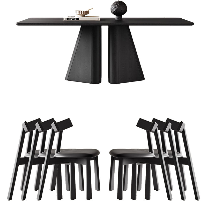 Ensemble de salle à manger rectangulaire en bois massif de style français rétro, H 29,53 po x L 70,87 po x l 35,43 po