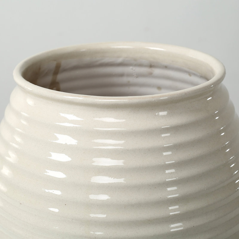 Approx. 12 Inches High Off White Ceramic Coil Pot, 14" H x 10" W x 10" D