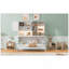 Lit escamotable mural simple avec armoire supérieure, tablettes, lit pliable peu encombrant avec lumière et USB, blanc-129746886