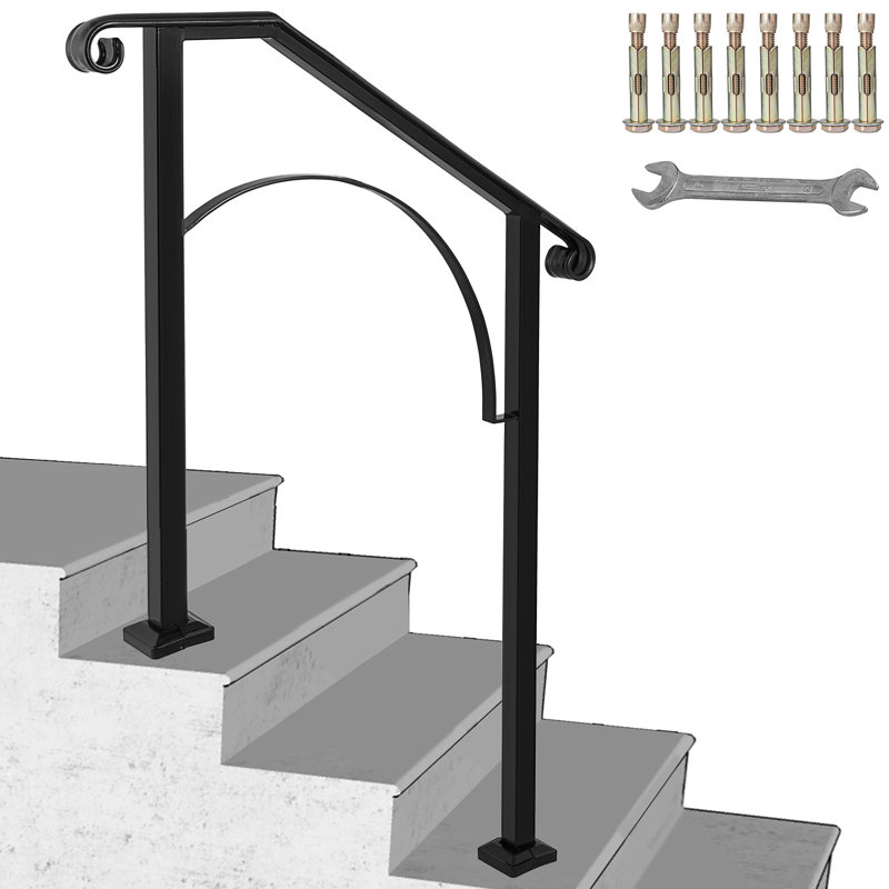 Rampe d'escalier en fer pour escalier, H 38,5 po x l 39,3 po x P 5,2 po