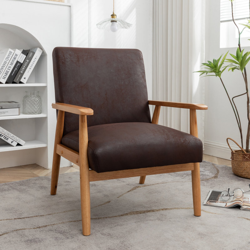 Fauteuil de style moderne Mid-Century de 25,38 po de largeur, Marron foncé