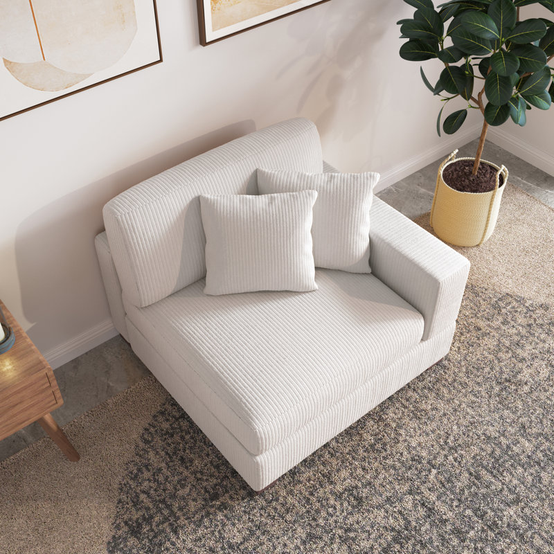 Milbrey 104.1Cm Wide Armchair, Beige Corduroy
