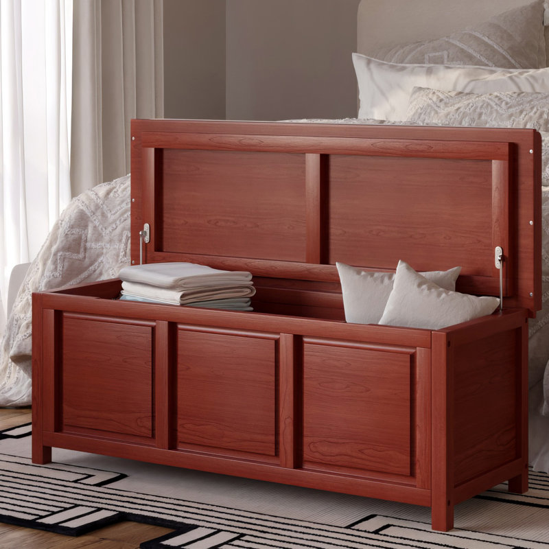 John Louis Home Solid Wood Open Top Storage Bench, Red Mahogany