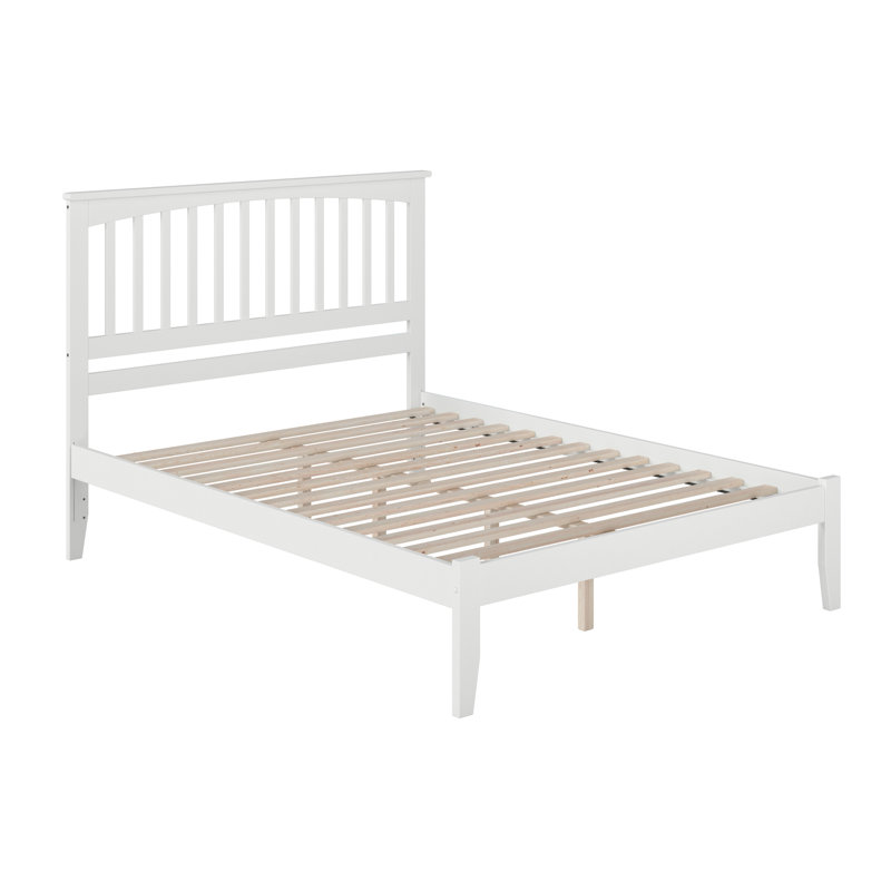 Lit plateforme en bois massif Huntsville, Grand lit, Blanc